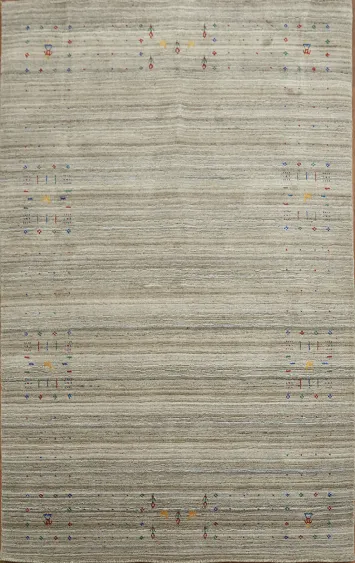 Striped Wool Gabbeh Indian Area Rug 5x8