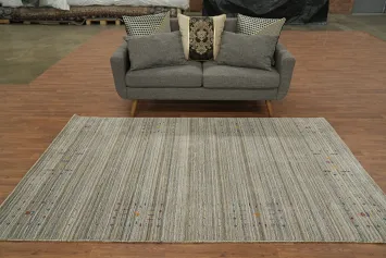 Striped Wool Gabbeh Indian Area Rug 5x8