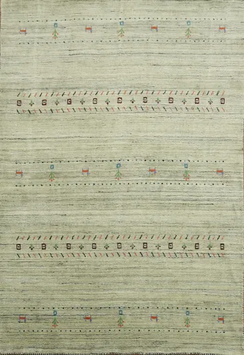 Contemporary Rug with a Minimalistic Green and Patterned Design 5x8