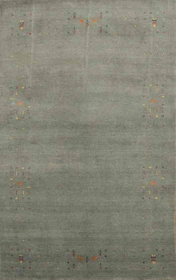 Tribal Gray Wool Gabbeh Indian Area Rug 5x8