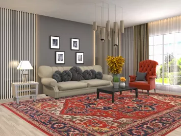 Geometric Wool Heriz Serapi Oriental Area Rug 9x12