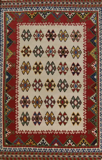 Flat Weave Wool Kilim Qashqai Persian Area Rug 5x8