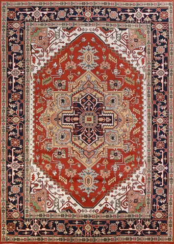 Geometric Wool Heriz Serapi Oriental Area Rug 9x12
