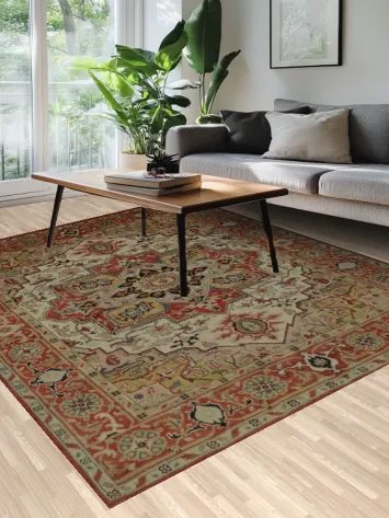 Classic Heriz Serapi Area Rug 8x10 Featuring Grand Ethnic Patterns