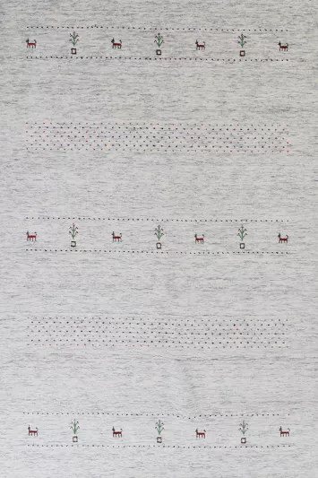 Little Animals Wool Gabbeh Oriental Area Rug 5x8