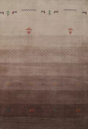 Handmade Brown Striped Gabbeh Oriental Rug 4x6