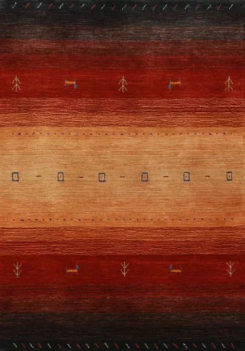 Striped Wool Gabbeh Oriental Rug 3x5