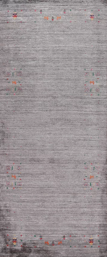Tribal Gray Gabbeh Indian Runner Rug 3x10