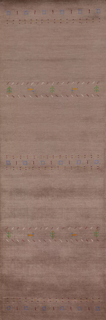 Tribal Brown Gabbeh Indian Runner Rug 3x10