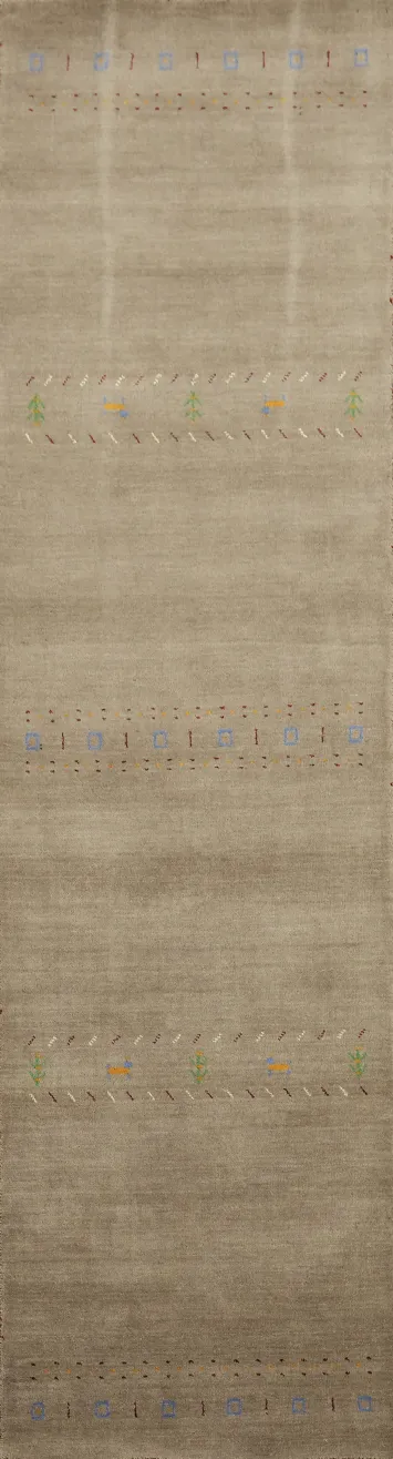 Tribal Brown Gabbeh Indian Runner Rug 3x10