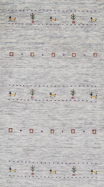 Little Animals Wool Gabbeh Indian Rug 3x6