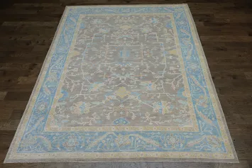 Vegetable Dye Brown Oushak Turkish Area Rug 9x12