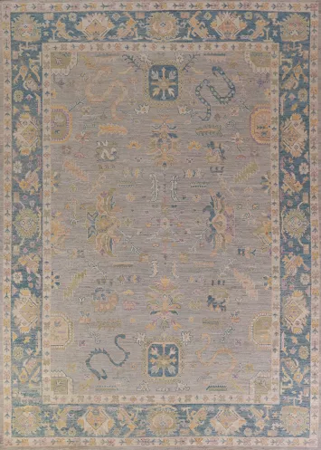 Vegetable Dye Oushak Turkish Area Rug 9x12