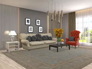 Vegetable Dye Blue Oushak Turkish Area Rug 9x12