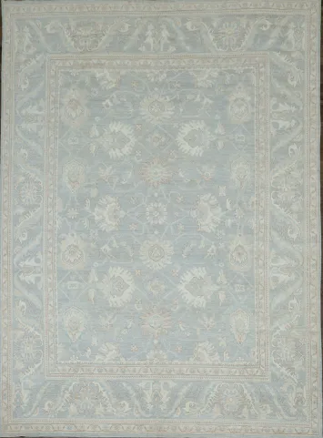 Vegetable Dye Gray Oushak Turkish Area Rug 9x12
