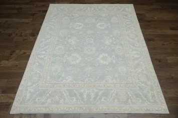 Vegetable Dye Gray Oushak Turkish Area Rug 9x12