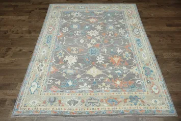 Vegetable Dye Floral Oushak Turkish Area Rug 9x12