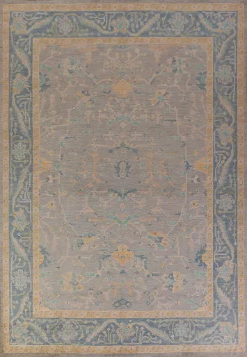 Vegetable Dye Wool Oushak Turkish Area Rug 9x12