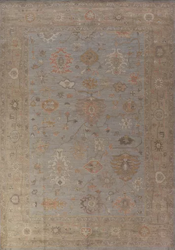 Vegetable Dye Wool Oushak Turkish Area Rug 9x12