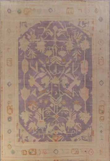 Vegetable Dye Purple Oushak Turkish Area Rug 10x13