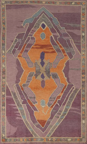 Vegetable Dye Purple Oushak Turkish Rug 4x7