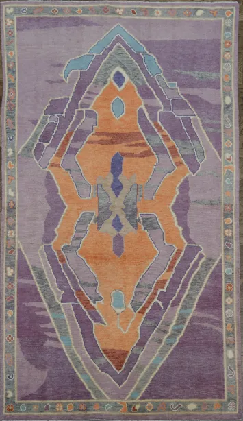 Vegetable Dye Purple Oushak Turkish Rug 4x7