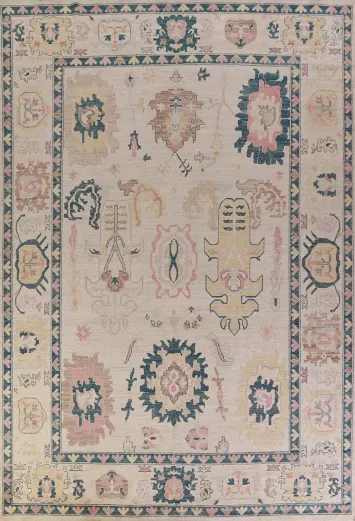 Vegetable Dye Oushak Turkish Large Rug 10x14