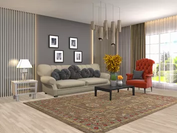 Vegetable Dye Brown Oushak Turkish Area Rug 6x9