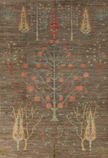 Vegetable Dye Brown Oushak Turkish Area Rug 6x9