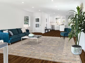 Vegetable Dye Gray Oushak Turkish Area Rug 9x12