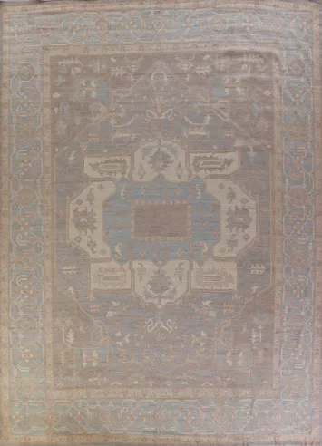 Vegetable Dye Oushak Turkish Large Rug 12x15