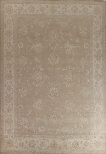 Vegetable Dye Floral Oushak Turkish Large Rug 12x14