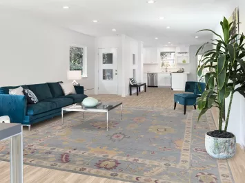 Vegetable Dye Blue Oushak Turkish Area Rug 9x12