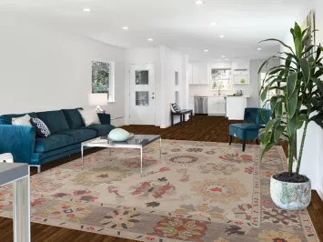 Vegetable Dye Floral Oushak Turkish Area Rug 9x12