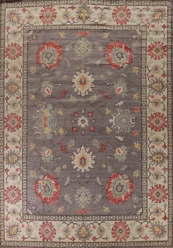 Vegetable Dye Gray Oushak Turkish Large Rug 10x14