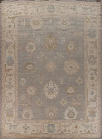 Vegetable Dye Oushak Turkish Large Rug 12x14