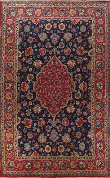 Navy Blue Vegetable Dye Tabriz Persian Large Rug 11x17