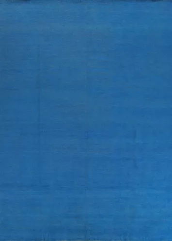 Modern Blue Solid Gabbeh Vegetable Dye Area Rug 9x12