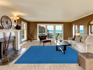 Modern Blue Solid Gabbeh Vegetable Dye Area Rug 9x12