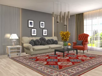 Red Vegetable Dye Kazak Oriental Area Rug 8x10