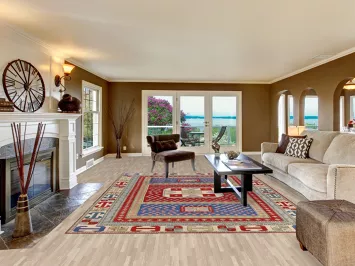 Geometric Wool Kazak Vegetable Dye Area Rug 8x11