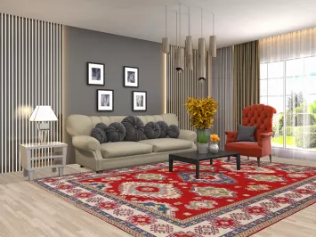 Vegetable Dye Red Wool Kazak Oriental Area Rug 8x11