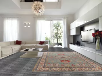 Light Blue Geometric Kazak Oriental Large Rug 10x17