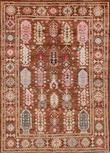 Brown Geometric Oushak Oriental Accent Rug 3x5