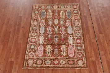Brown Geometric Oushak Oriental Accent Rug 3x5