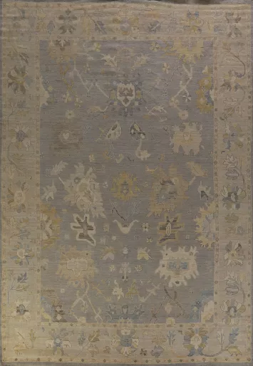 Vegetable Dye Floral Oushak Turkish Large Rug 10x14