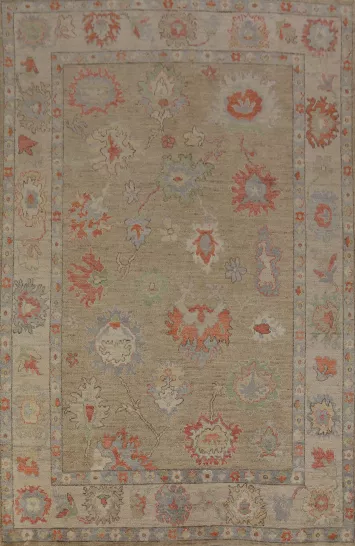 Vegetable Dye Floral Oushak Oriental Area Rug 6x9