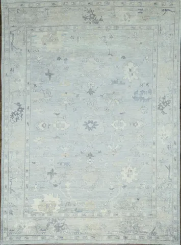 Vegetable Dye Gray Oushak Turkish Area Rug 9x12