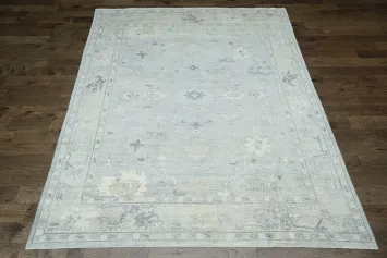 Vegetable Dye Gray Oushak Turkish Area Rug 9x12