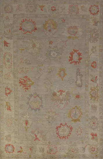 Handmade Floral Oushak Vegetable Dye Area Rug 6x9